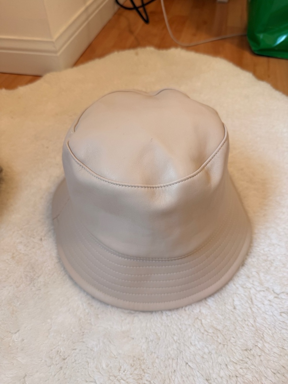OAK + FORT Cream Vegan Leather Bucket Hat